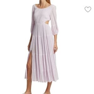 Cinq a Sept Pink/White Striped Cut Out Midi Dress Size 8